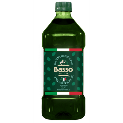 Basso olive oil bottle on a white background