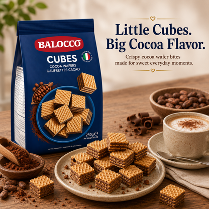 Balocco Cocoa Wafer Cubes 8.8 oz (250g) – Case of 12