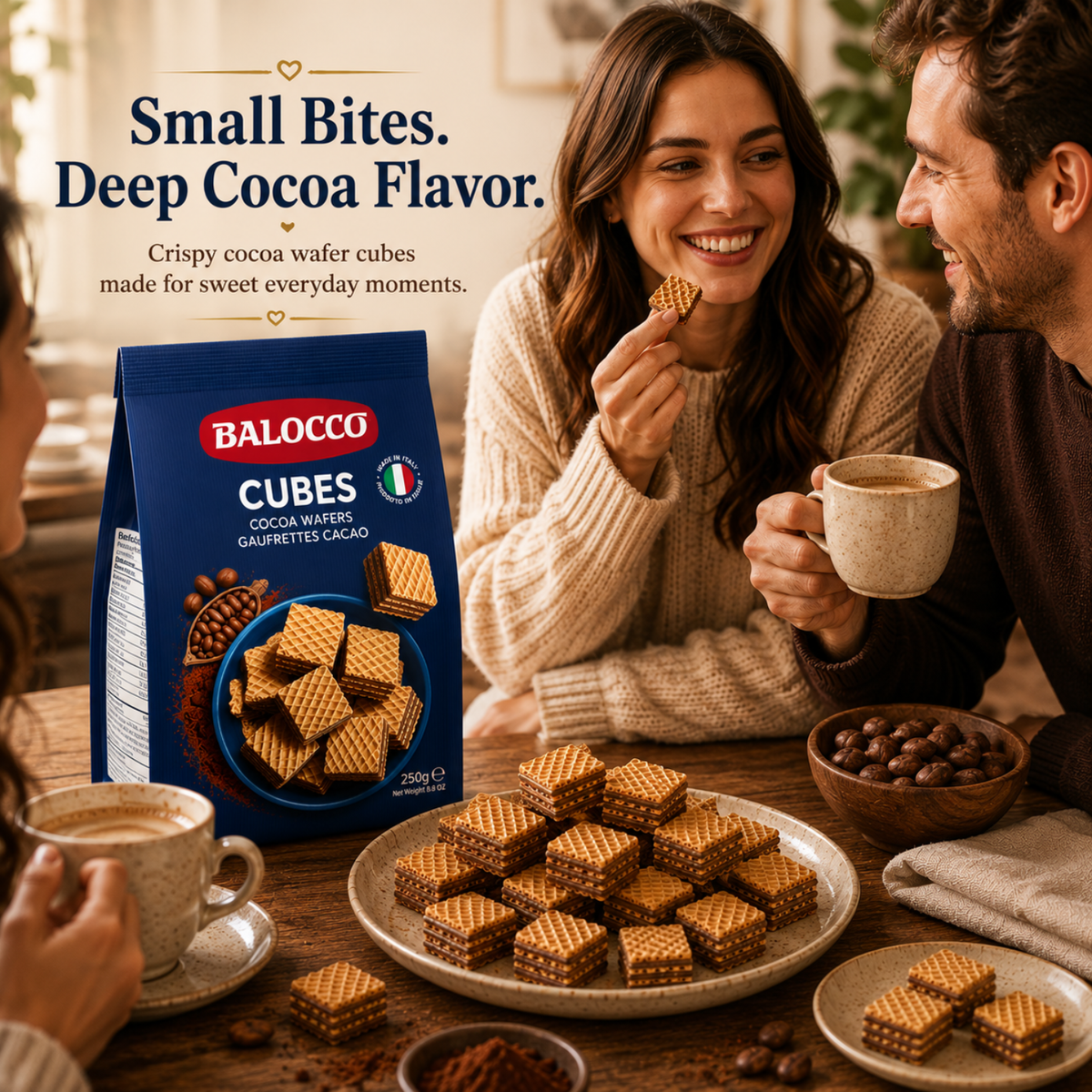 Balocco Cocoa Wafer Cubes 8.8 oz (250g) – Case of 12