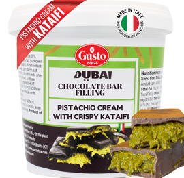 PREORDER (Shipping on or before 5/30) Gusto Etna Pistachio Chocolate Bar Filling – 1 kg Pistachio Cream with Crispy Kataifi