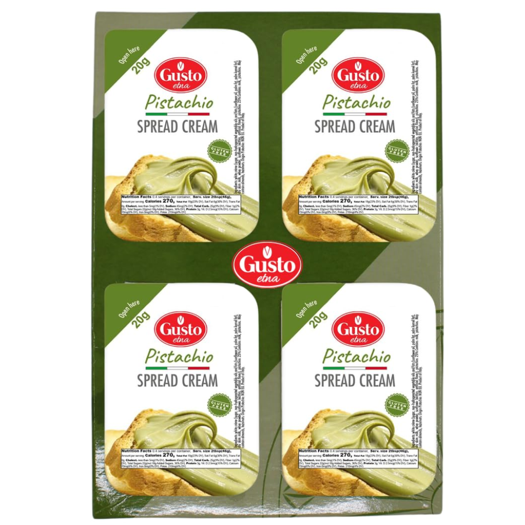 Gusto Etna, Pistachio Cream Cups, 16 Cups, 20g each, Sweet Pistachio Spread, Gluten-Free