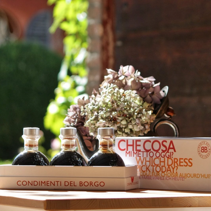Il Borgo Del Balsamico, Aged Balsamic Vinegar Gift Set Includes 3 Aged Italian Condiments (Yellow, Orange, Red Labels) 3 x ea. 100ml / (3.3 fl oz)