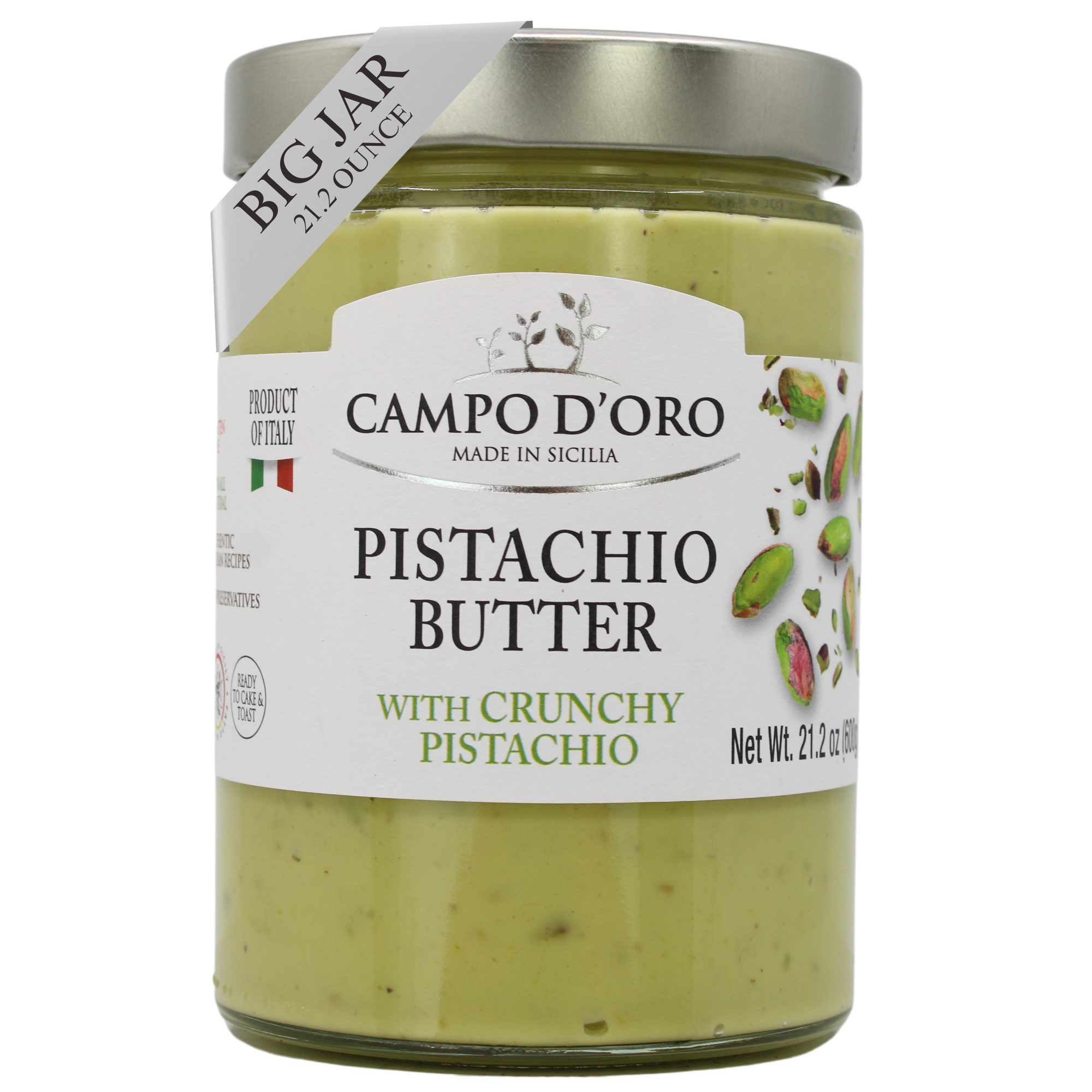 Campo D'Oro Crunchy Pistachio Butter Cream, 21.2oz (600g)