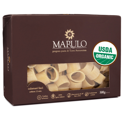 Marulo Organic Calamarata Homemade Artisan Pasta is a Gourmet Bronze Cut Pasta