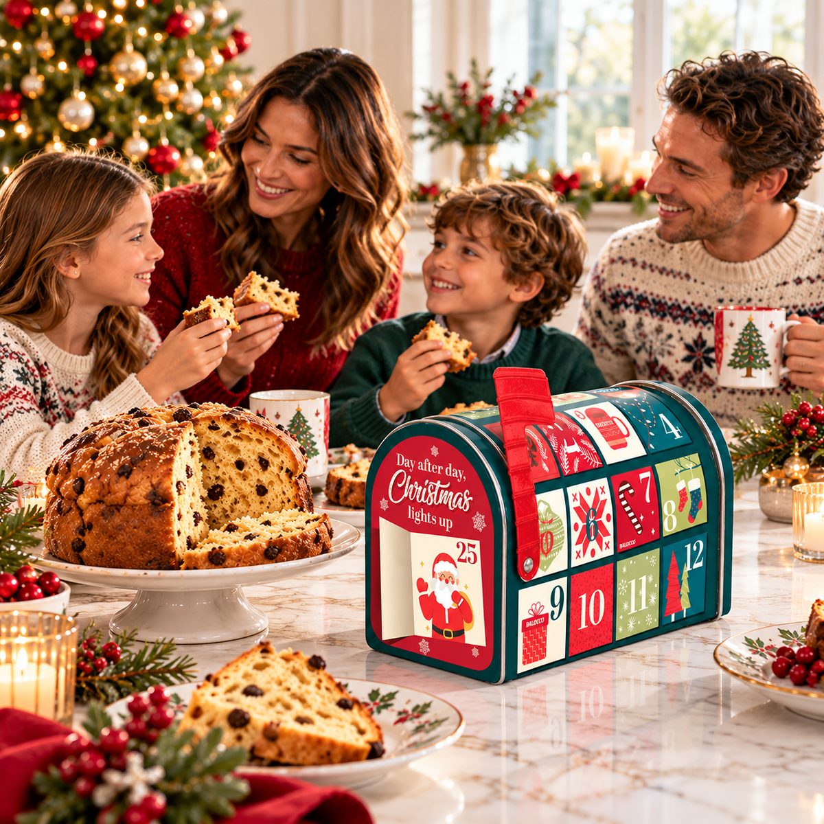 Balocco Mini Panettone Classic (No Candied Fruit) in Christmas Mailbox Tin 80g / 2.8 oz
