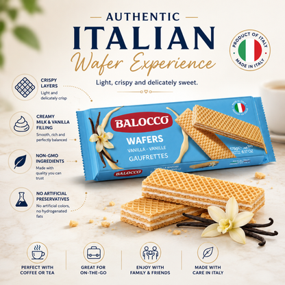 Balocco Milk Vanilla Wafer Cookies 6.1 oz (175g) – Case of 12