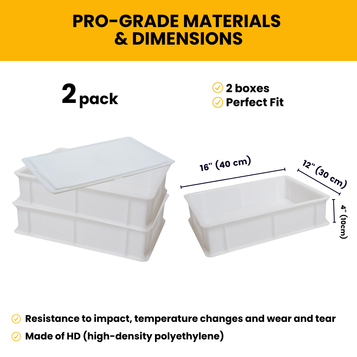 L'Oro Del Sud Dough Proofing Box (2 Pack + 1 lid), White, x (16 inch x 12 inch x 4 inch)