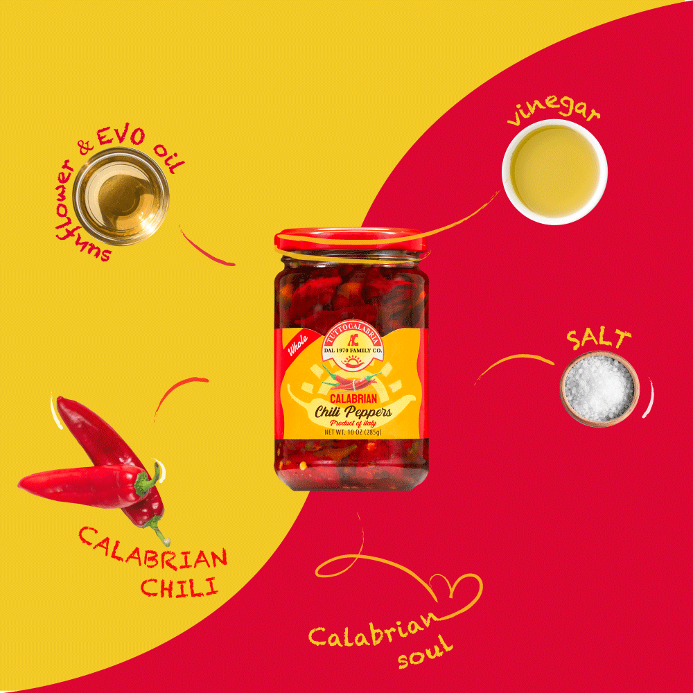  Tutto Calabria Whole Calabrian Chili Peppers are the perfect addition to any salad, antipasti, or recipe.&nbsp; These are 100% Italian Hot Calabrian Chili Peppers (Peperoncino) and a top-selling Italian Imported food and 