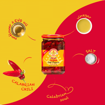  Tutto Calabria Whole Calabrian Chili Peppers are the perfect addition to any salad, antipasti, or recipe.&nbsp; These are 100% Italian Hot Calabrian Chili Peppers (Peperoncino) and a top-selling Italian Imported food and 