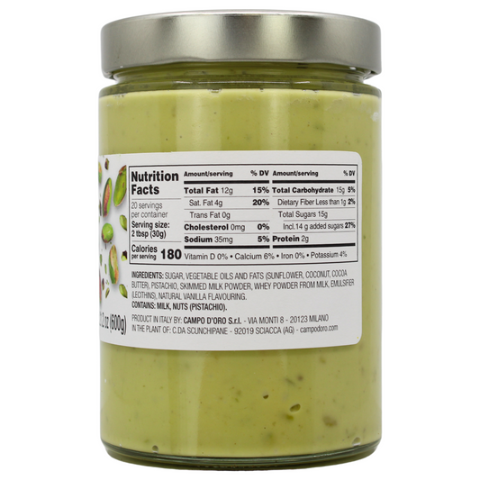 Campo D'Oro Crunchy Pistachio Butter Cream, 21.2oz (600gr)