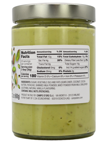 Campo D'Oro Crunchy Pistachio Butter Cream, 21.2oz (600g)