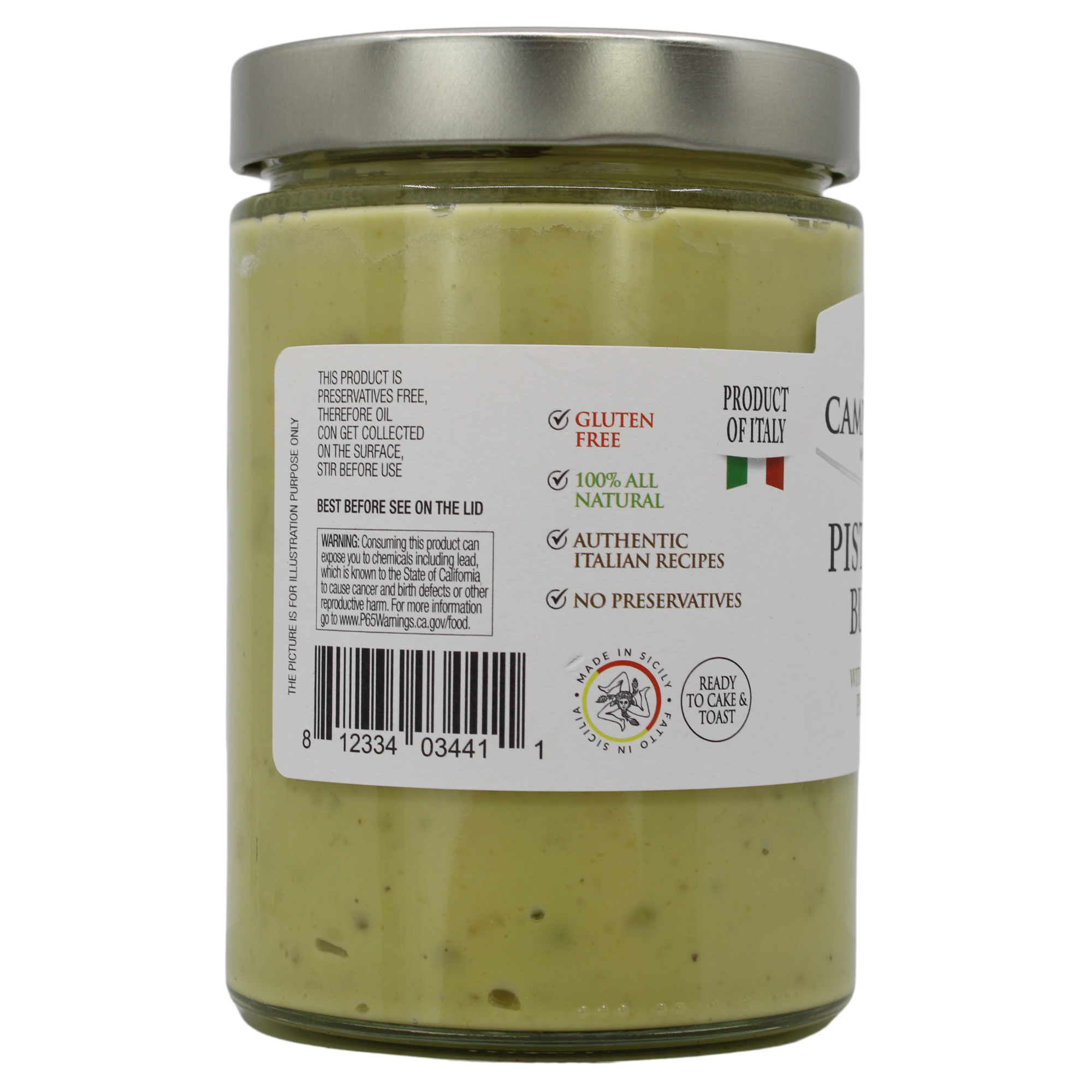 Campo D'Oro Crunchy Pistachio Butter Cream, 21.2oz (600g)