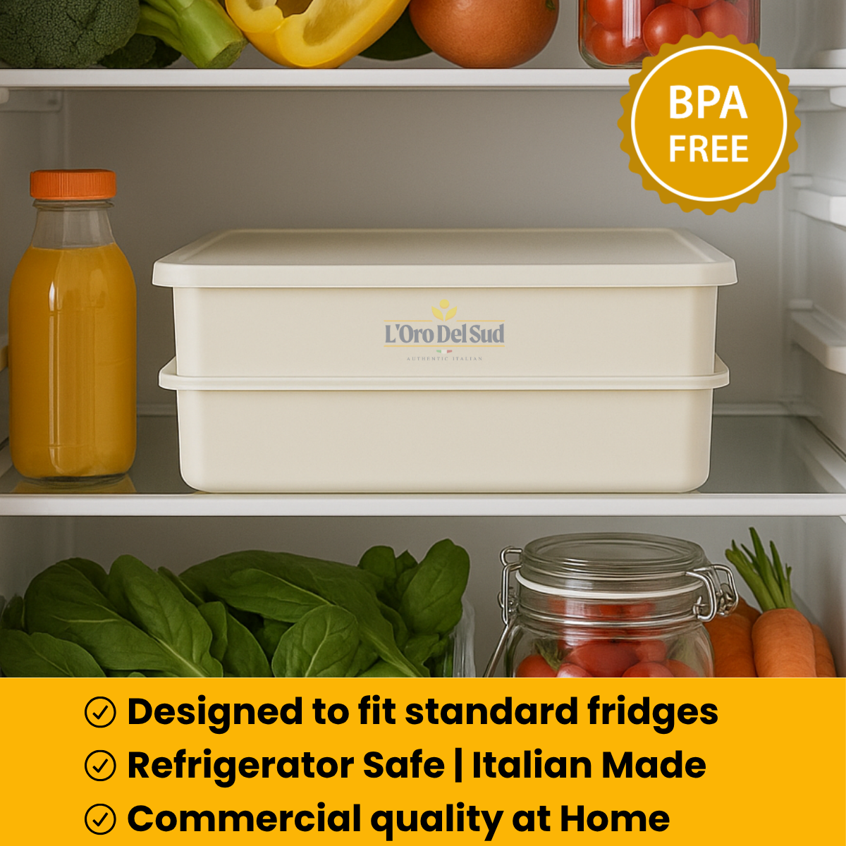 L'Oro Del Sud Dough Proofing Box (2 Pack + 1 lid), White, x (16 inch x 12 inch x 4 inch)