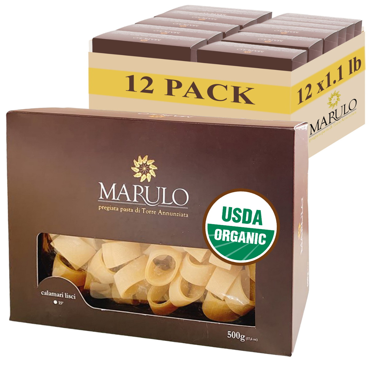 Marulo, Organic Short Pasta Bronze Die Cut Artisan, Italian Pasta,100% Durum Semolina