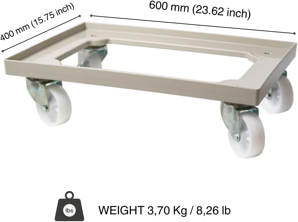 L'Oro Del Sud, Dough Box Dolly/Cart, Fits 23.6" x 15.74" (600mm x 400mm) Proofing Trays (not Included)