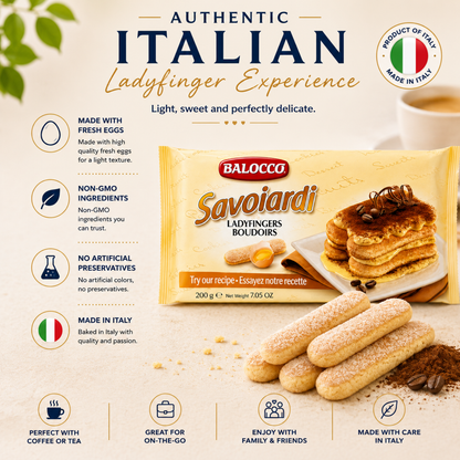 Balocco Savoiardi Ladyfingers – Authentic Italian Tiramisù Biscuits, 7.05 oz (200 g)