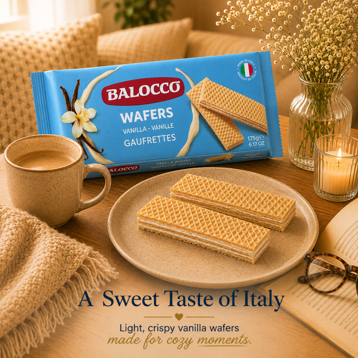 Balocco Milk Vanilla Wafer Cookies 6.1 oz (175g) – Case of 12