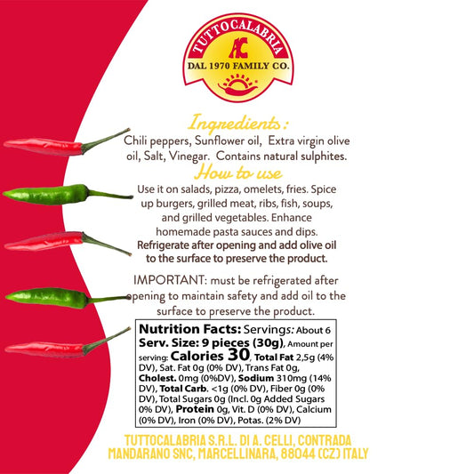 TuttoCalabria Whole Calabrian Chili Peppers, 10 oz
