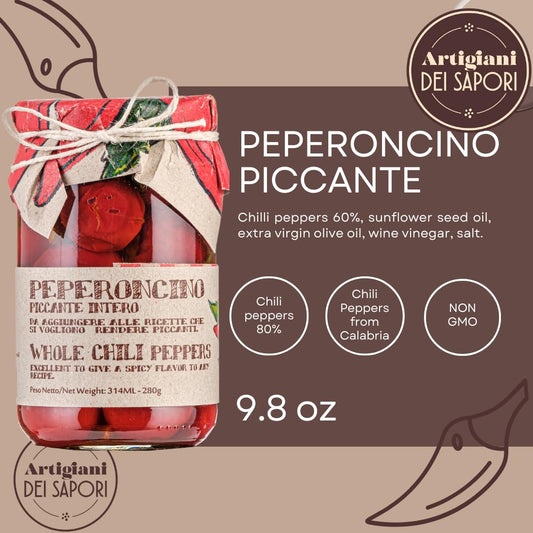 SALE! Artigiani dei Sapori, Whole Calabrian Hot Chili Peppers In Oil, r) 9.8 oz / (277g)