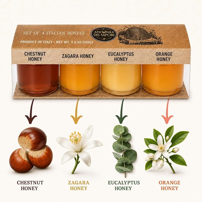 Italian Honey Variety Gift Set | 4-Pack by Artigiani dei Sapori