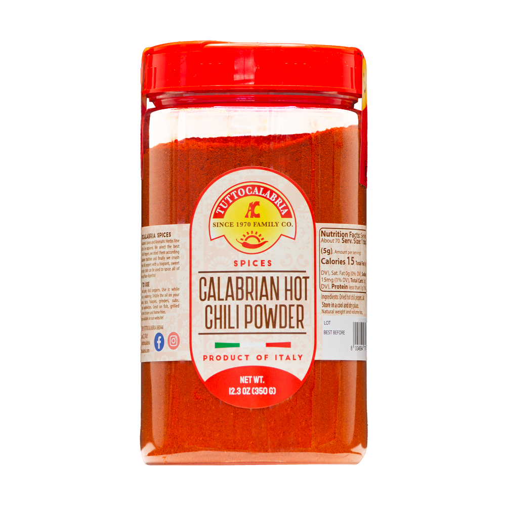 TuttoCalabria HOT Calabrian Chili Powder Shaker (Large) 12.3 oz. (350g)