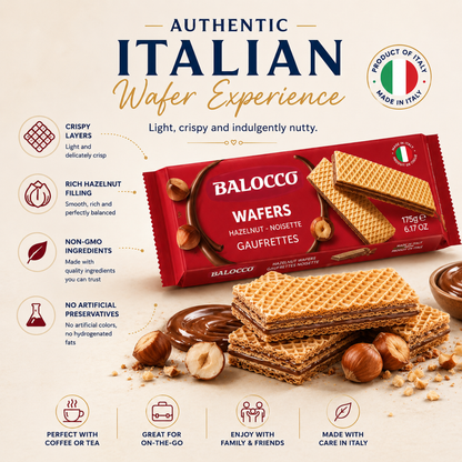 Balocco Italian Hazelnut Wafer Cookies  6 oz