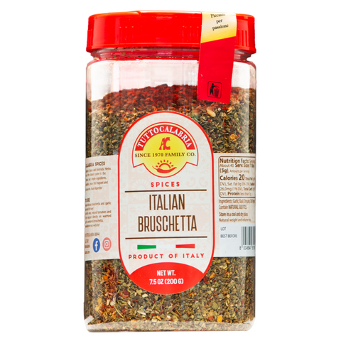 TuttoCalabria Italian Bruschetta Seasoning Spice Mix Shaker (200g) 7.05 oz.