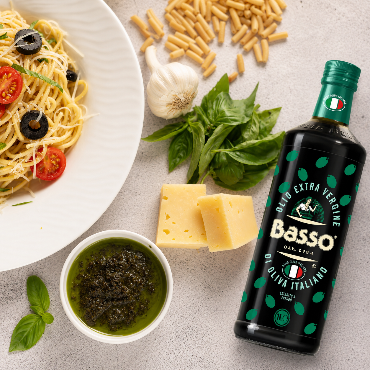 Basso 1904 100% Italian Extra Virgin Olive Oil – Cold Extracted – 33.8 fl oz (1 L)