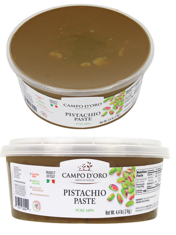 Campo D'Oro, Pure Pistachio Paste Bucket, 100% Pistachio Paste tube, 4.4 lb (2kg)