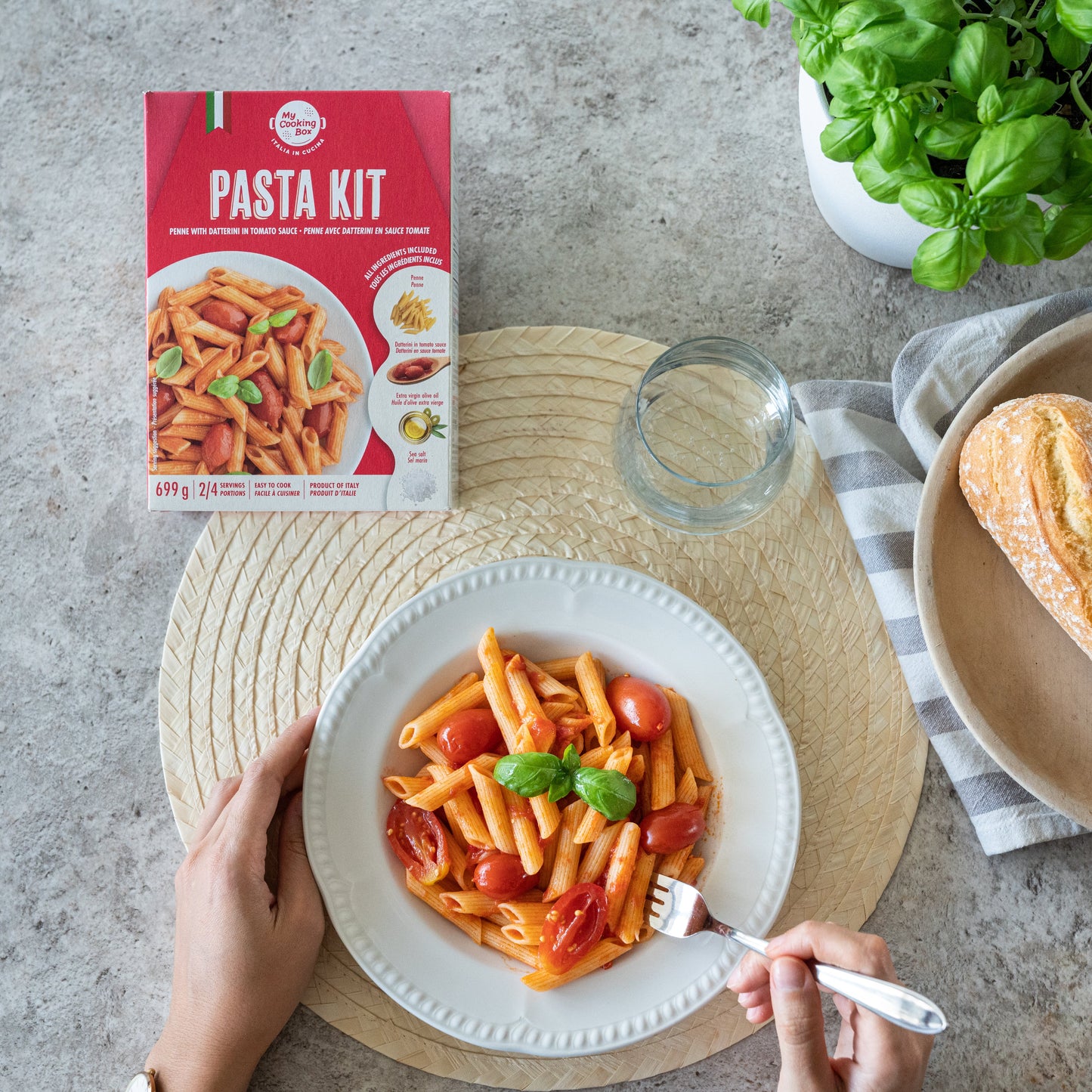 My Cooking Box, Gourmet Italian Pasta Dinner Kit Penne with Tomato Sauce, Product of Italy 2 to 3 Servings 24.7 oz / (699g)