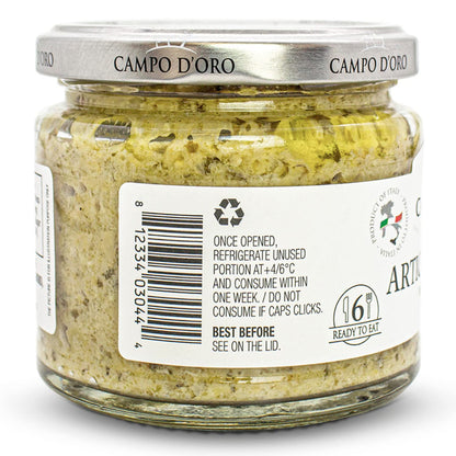 Jar of Campo D’Oro artichoke paté with Sicilian almond 180g authentic Italian gourmet spread