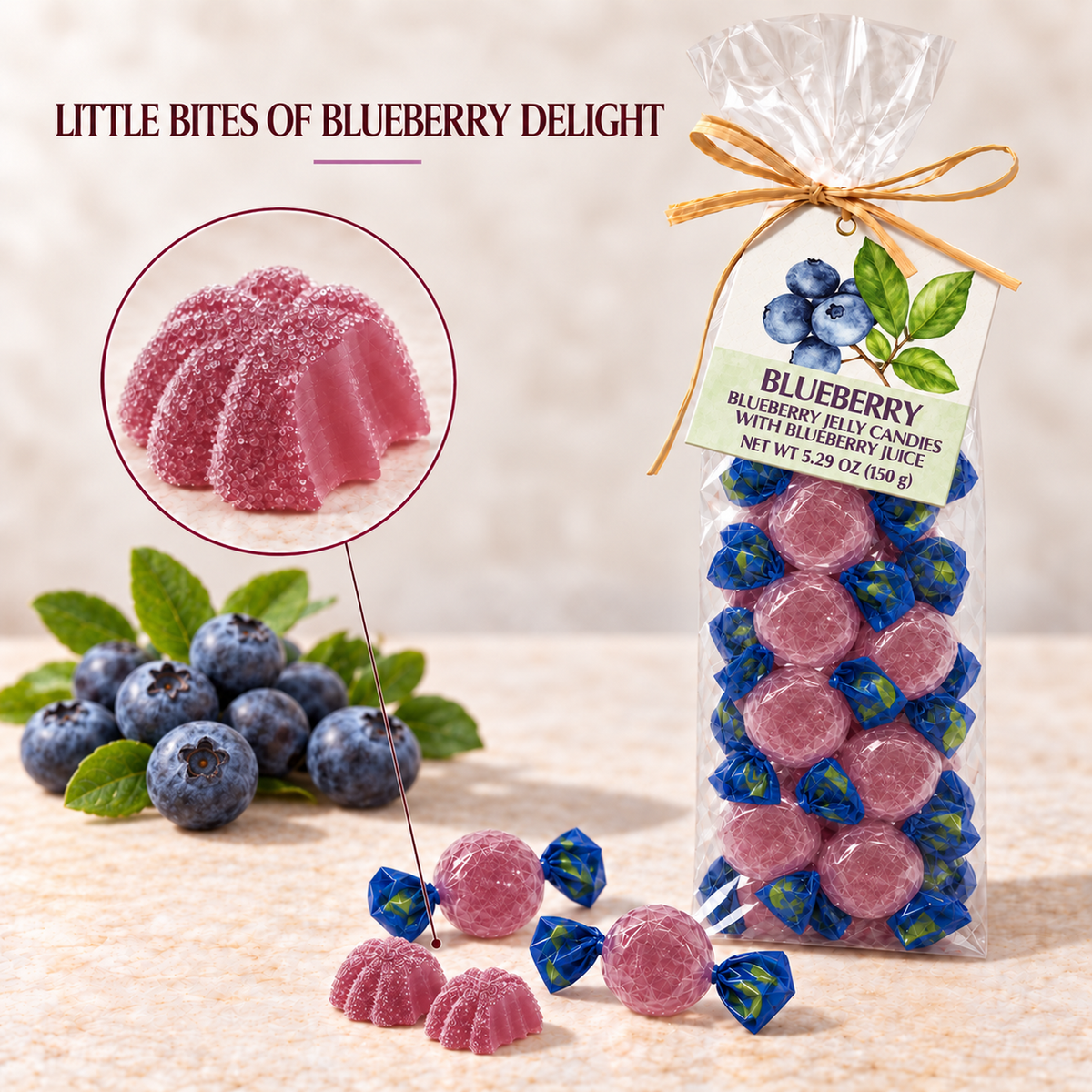 ARTIGIANI DEI SAPORI Italian Blueberry Jelly Candy, 5.29 oz (150 g)