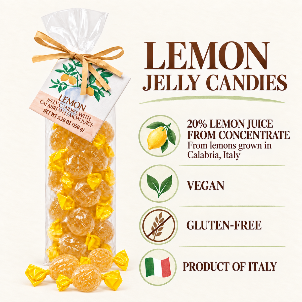 ARTIGIANI DEI SAPORI Italian Lemon Jelly Candy, 5.29 oz