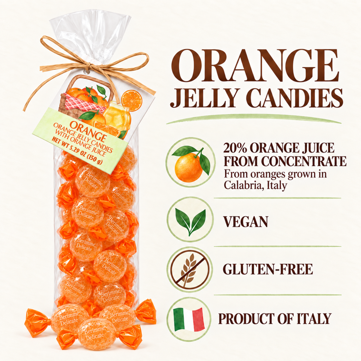 ARTIGIANI DEI SAPORI Italian Orange Jelly Candy, 5.29 oz