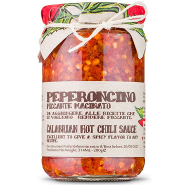 Artigiani dei Sapori, Crushed Calabrian Chili Peppers In Oil Glass, 9.8 oz, Italian Hot Chili Sauce, Peperoncini Piccanti Spread