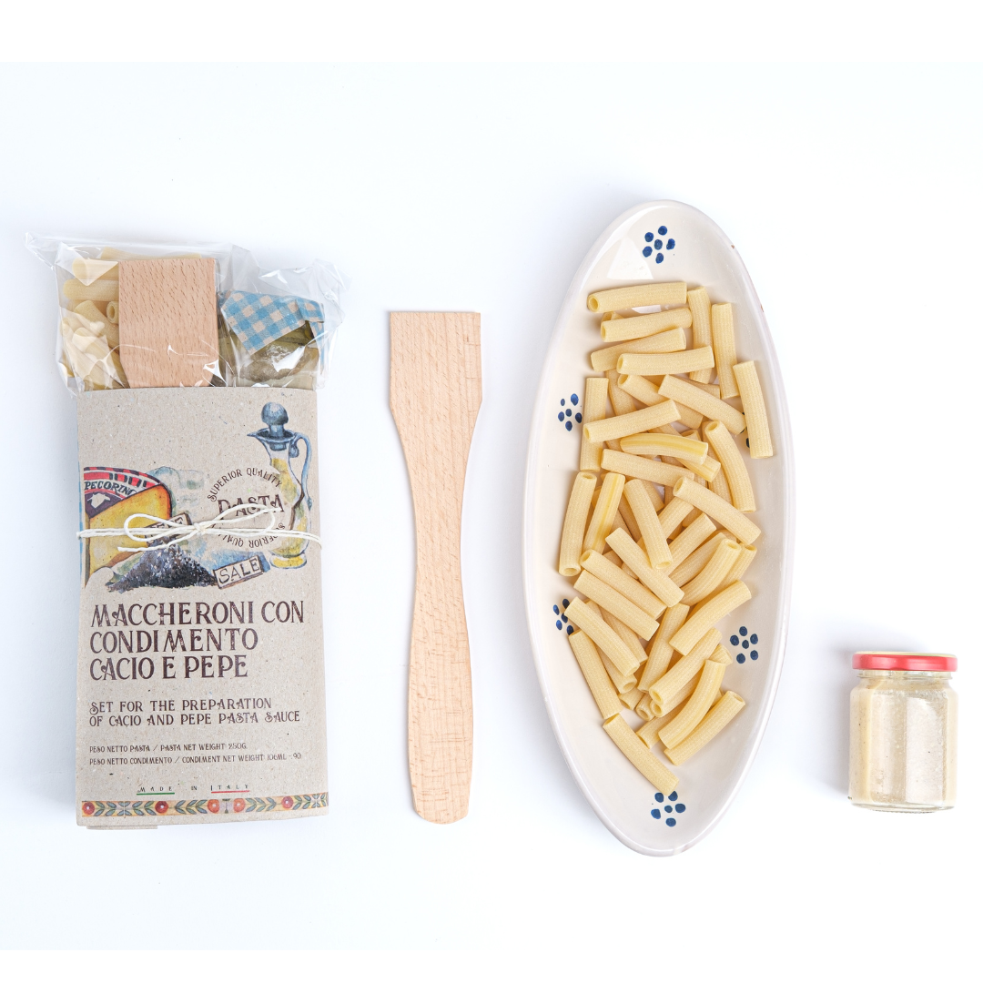 Artigiani dei Sapori, Pasta Gourmet Gift Set, Macaroni with Cacio Cheese and Black Pepper Sauce in Deluxe Packaging