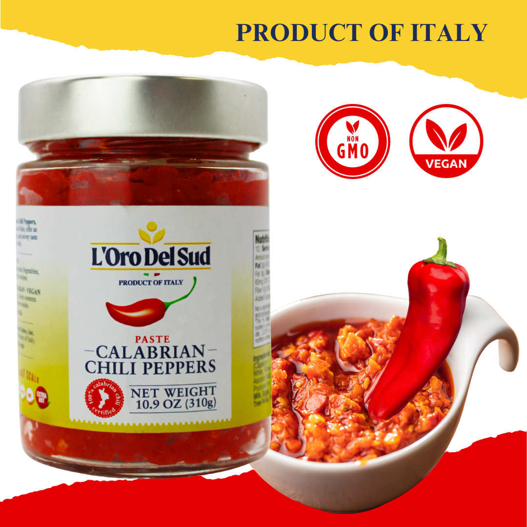 L'Oro Del Sud Calabrian Chili Pepper Paste 10.9 oz (310 gr), Spicy Chilies, Peperoncini Calabrese, Product of Italy,