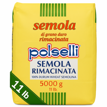 Polselli, Semola Flour, Semola Rimachinata Flour, Semolina di Grano Duro, 11 lb