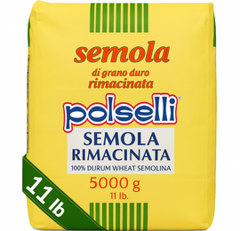 Polselli, Semola Flour, Semola Rimachinata Flour, Semolina di Grano Duro 5 kg/ 11 lb