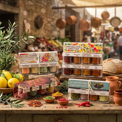 Display of various food Artigiani dei Sapori in a Italian Market