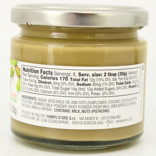 Jar of peanut butter with a label showing nutrition facts and ingredients.