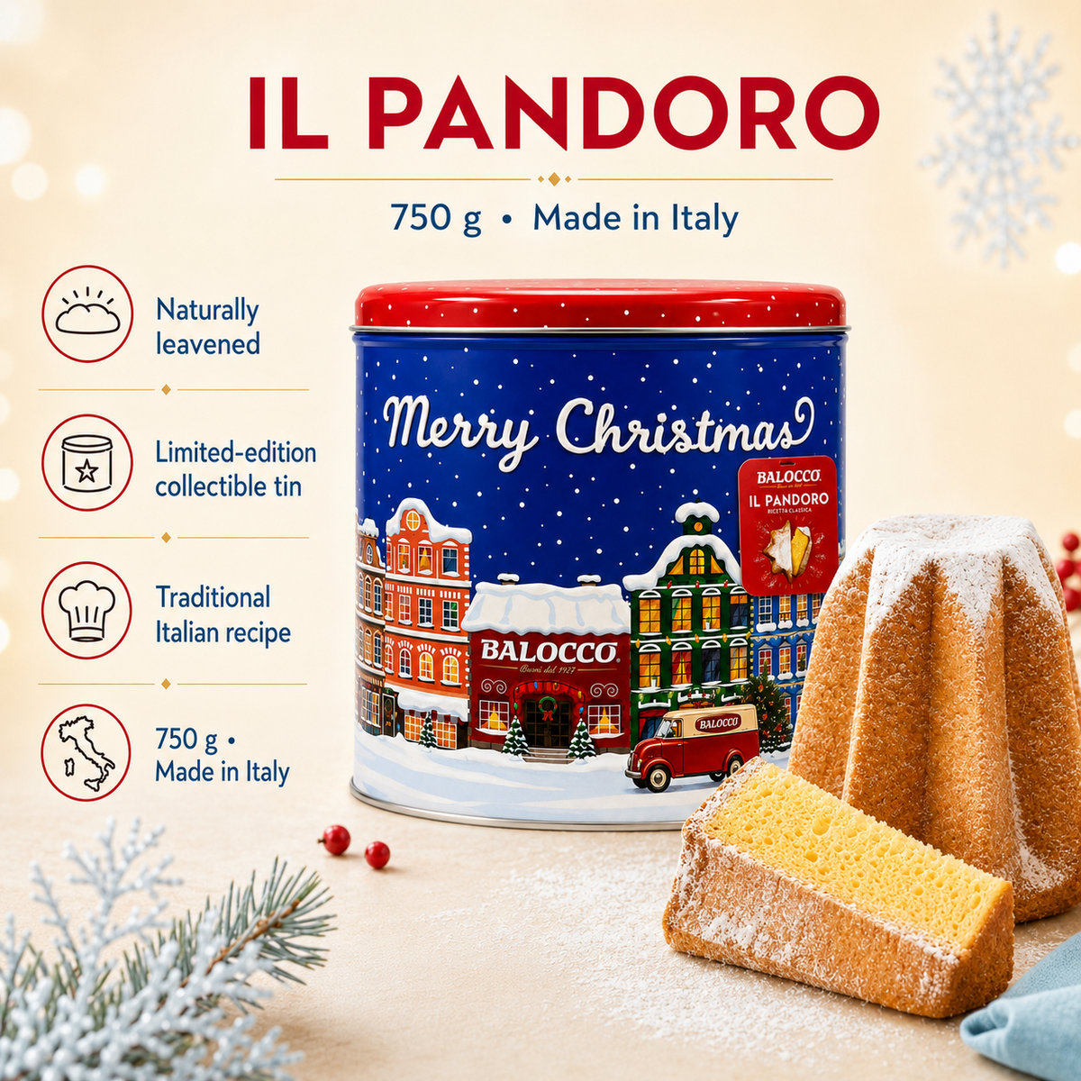 Balocco Pandoro Classic Limited Edition Collector Tin 750g / 26.4 oz
