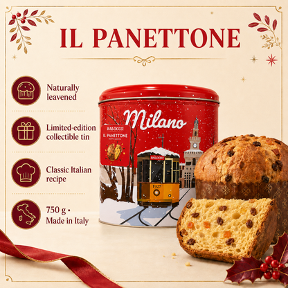 Balocco Panettone Limited Edition Collector Tin Box, 750g (26.4 oz) | Italian Christmas Gift