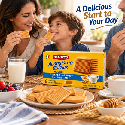 Balocco Novellini Italian Breakfast Biscuits, Milk & Honey, 12.3 oz (350 g) | Crisp Italian Biscuits