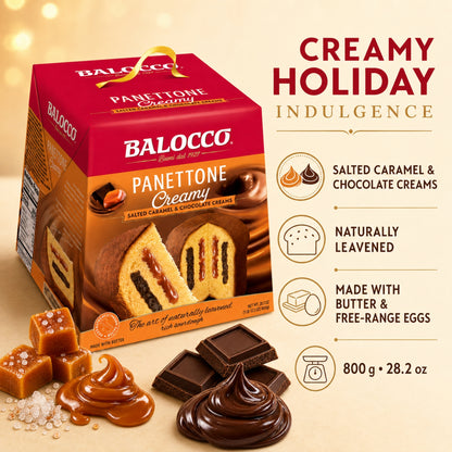 Balocco Italian Panettone Creamy, Salted Caramel & Chocolate Creams, 800g