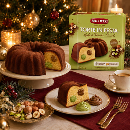 Balocco Italian Cake with Pistachio Cream & Hazelnut Cream, 400 g