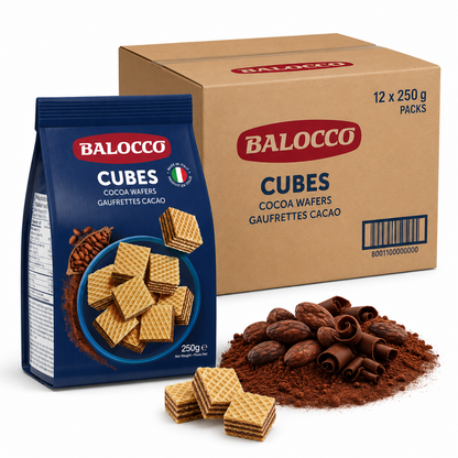 Balocco Cocoa Wafer Cubes 8.8 oz (250g) – Case of 12