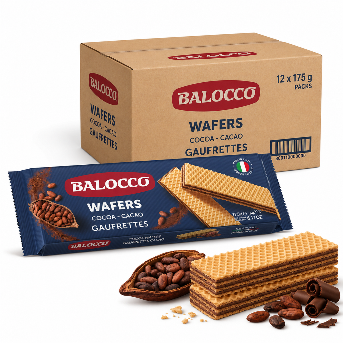 Balocco Cocoa Wafer Cookies 6.1 oz (175g) – Case of 12