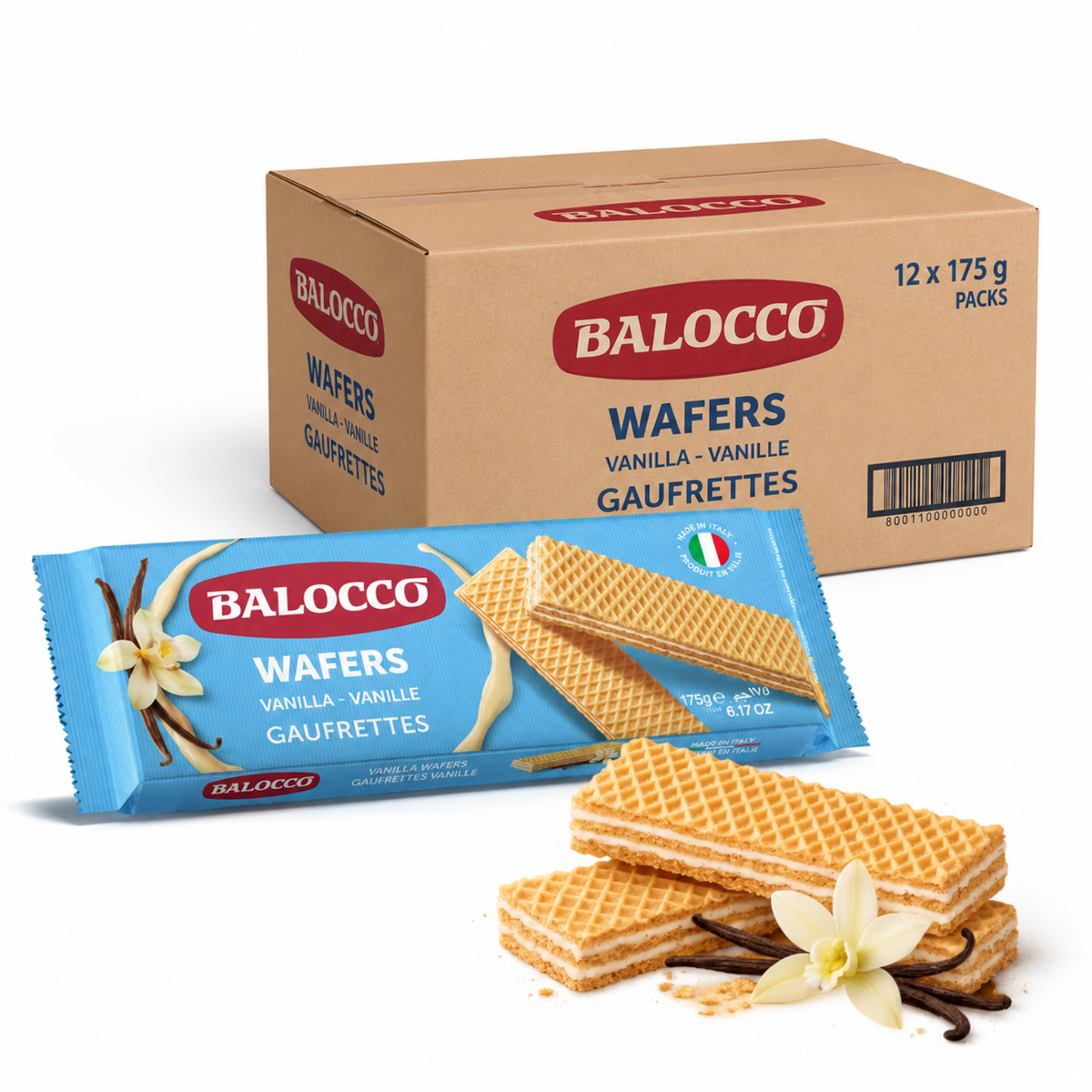 Balocco Milk Vanilla Wafer Cookies 6.1 oz (175g) – Case of 12