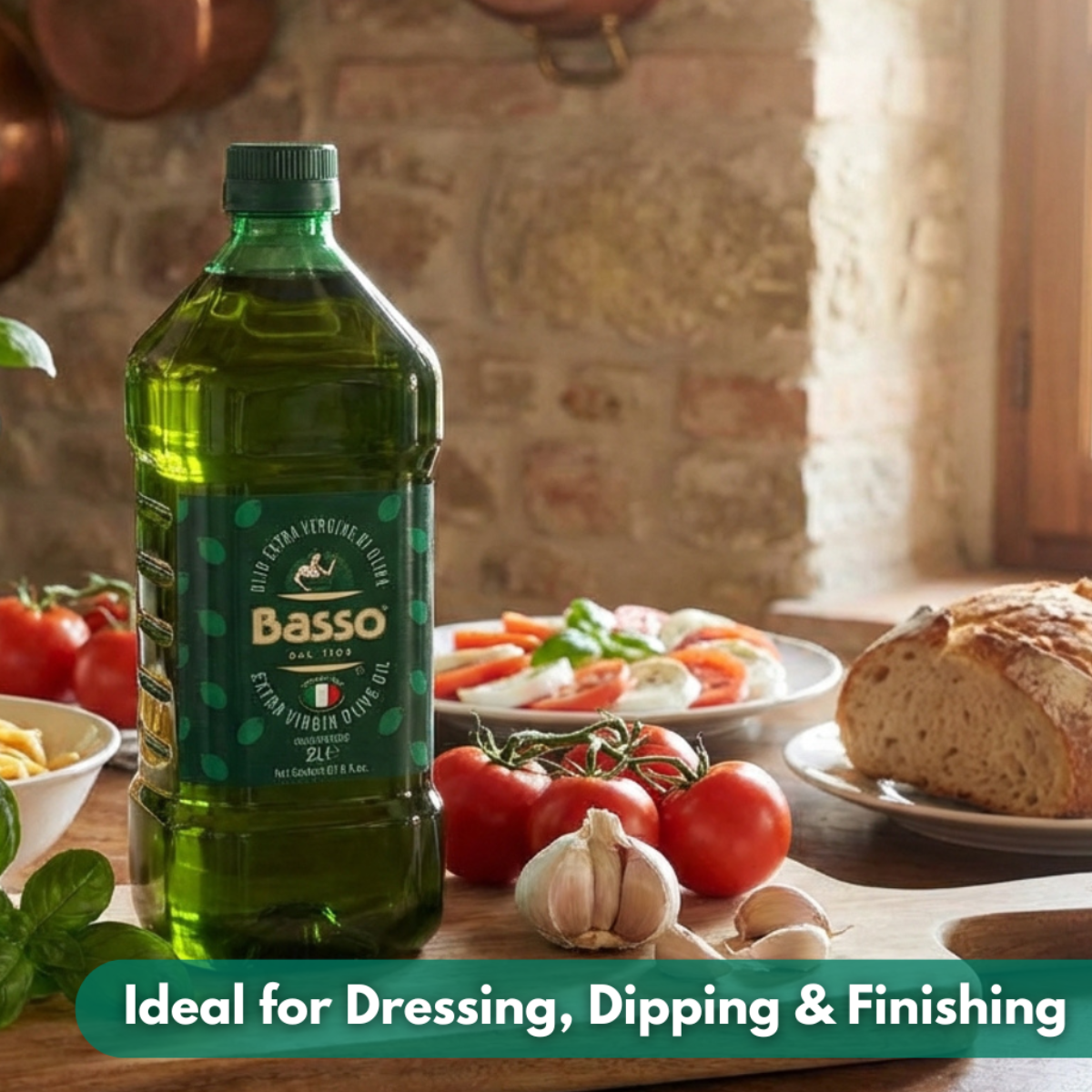 BASSO 1904 100% Italian Extra Virgin Olive Oil, 67.6 fl oz (2L)